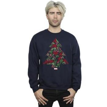 Marvel Men's Avengers Christmas Tree Sweatshirt, Navy Blue