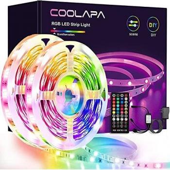 Strip LED 12M 5050, RGB, 2x6m, telecomando IR a 40 pulsanti