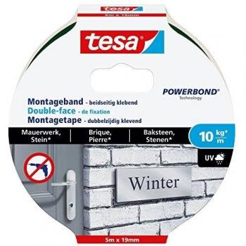 Tesa Powerbond Brick & Stone Adhesive Tape, 5m x 19mm