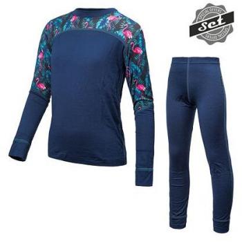 Merino Impress Dětské triko a legíny deep blue/floral Velikost: 150