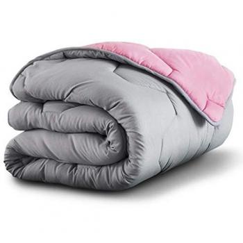 Piumino bifacciale 220x240 cm rosa e grigio 300 gr