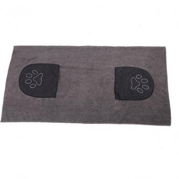 Serviette de bain pour animaux avec double poche