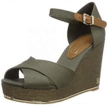 Sandalias de Cuña para Mujer Tommy Hilfiger, Verde (Dusty Olive 011), 40 EU