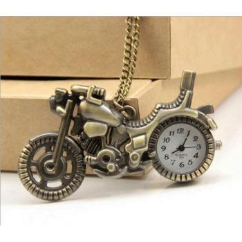 Retro Motorcycle Pocket Watch Necklace for Women