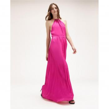 Vestido de satén con diseño halter Motivi