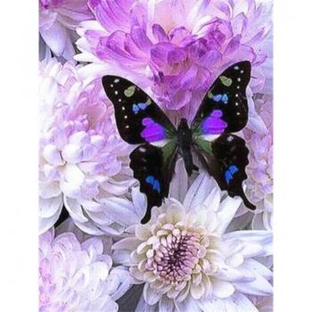 Art Mosaïque 5D Papillon et Fleurs