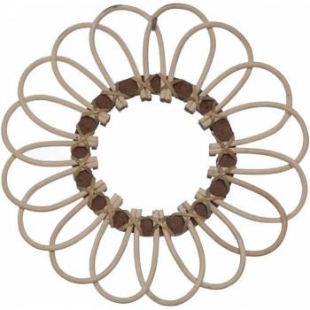 Miroir mural rond en rotin pour dressing