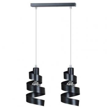 Lampadario Moderno 2 Luci Saga in Acciaio Nero con Fasce a Spirale