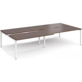 Back‑to‑Back Sliding Desk, 3200 mm Length, 1600 mm Depth – White Finish