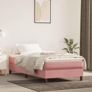 Lit à sommier boxspring avec matelas en velours, rose, 90x200 cm