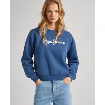 Women's Pepe Jeans Lana Crew Neck Logo Sweatshirt Sea Blue Size S