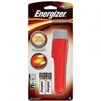 LED Hand Torch Energizer Magnetic Light + 2 AA Batteries Black & Grey