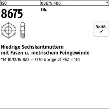 M10x1,25 Niedrige Sechskantmutter ISO 8675