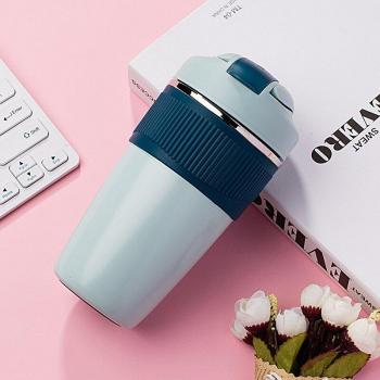 Reise‑Thermosbecher 480ml Edelstahl – Glas­kolben mit Strohhalm