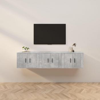Set of 3 Wall-mounted TV Cabinets Concrete Grey 57x34.5x40 cm