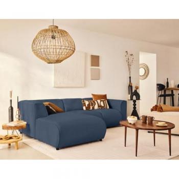 Suaro – Modular corner sofa, 4 seats, textured upholstery – Bleu