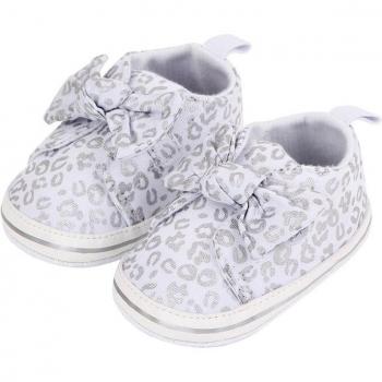 Toddler First Walkers Leopard Print Crib Shoes for Baby Girls with Bowknot