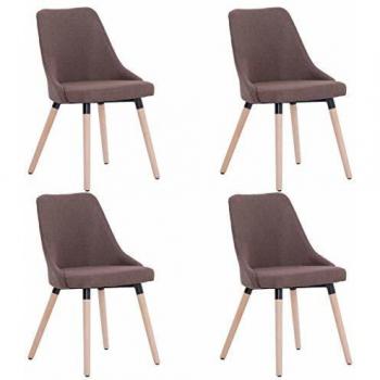 VidaXL 4X Chaises à Dîner Marron Tissu