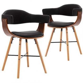 Dark Elegance Dining Chairs – Pair (Leather + Wood)