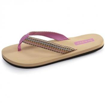 Isotoner Tongs très confortables, tiges larges beige femme