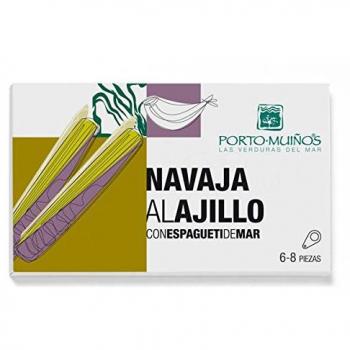 Spaghettischote mit Schwertmuscheln in Knoblauchöl, 28 Stück, RR90 – Porto-Muíños