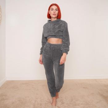 OHS Cropped Teddy Fleece Half Zip Jumper