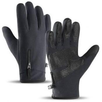Hurtel Männer Rutschfeste Outdoor-Winterhandschuhe mit Touchscreen-Funktion, Schwarz XL
