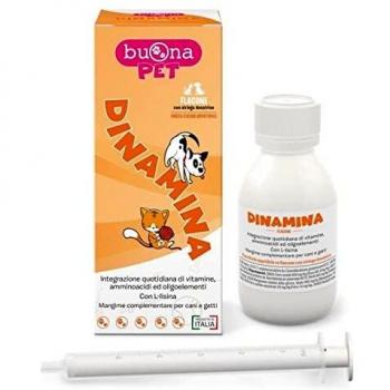 Dinamina mangime complementare cani gatti flacone con siringa dosatrice in pasta 60 g buonapet