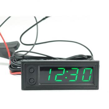 Medidor de voltaje y temperatura para coche con reloj digital, panel 12V