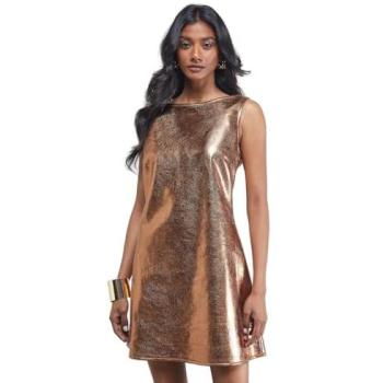 Bronze Patterned Metallic Mini Dress (Sleeveless) – Women's 12