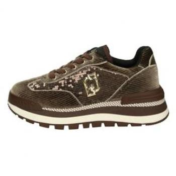 Liu Jo Damen Sneakers Amazing 23 BF4053 TX432 Braun Samt Pailletten