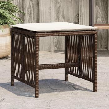 Gartenhocker-Set mit Kissen (4x) – Braun, 41 × 41 × 36 cm, Poly Rattan, VidaXL