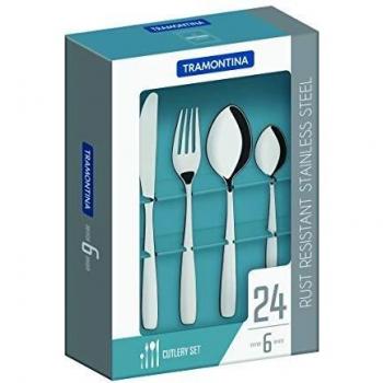 Tramontina Stainless Steel 24 Piece Cutlery Set Basic Starter Essentials Pack