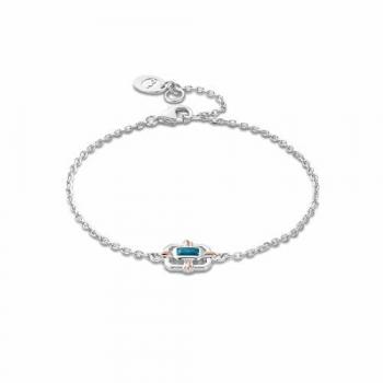 Clogau Enchanted Gateways Silver and 9ct Rose Gold Swiss Blue Topaz Bracelet