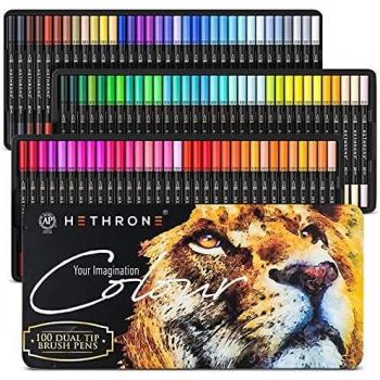 Hethrone Dual Tip Brush Pens for Adults