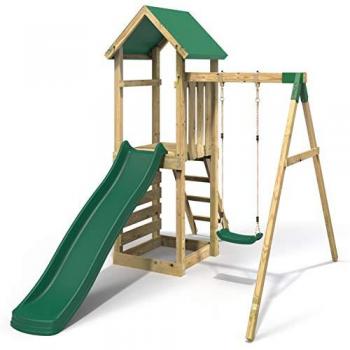 Rebo Children's Adventure Playset – Wooden Climbing Frame, Swing & Slide (Rushmore)