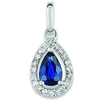 Pendentif Brillaxis 18 K : Saphir Poire, Or Blanc, Diamants Élégants