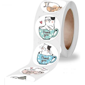 Decorative Cat Thank You Stickers