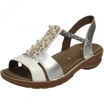 Ara Damen Hawaii T-Spangen Sandalen, Grau (Silber, Weiss), 38 EU