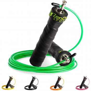 ZenRope Profi Springseil, Speed Rope mit Kugellager, für Erwachsene, längenverstellbar, inkl. Extra Stahlseil, E-Book, Einstiegsguide & Tasche, 3 m Seillänge