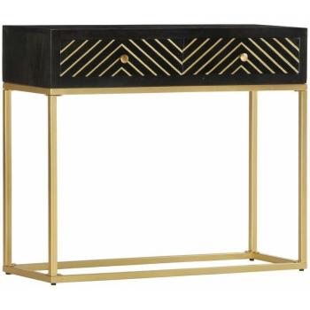Table Console Luxe Noir et Doré 90x30x75 cm Bois