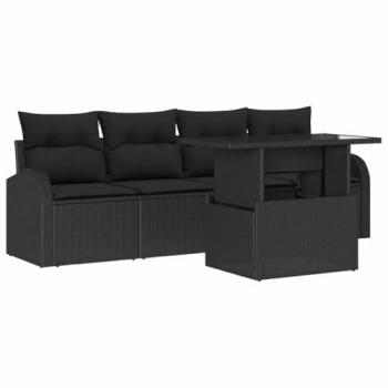 VidaXL Poly-Rattan Gartenmöbel-Set 5-teilig Schwarz