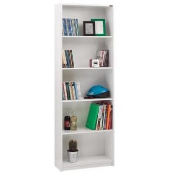 FWStyle 5‑Tier White Bookcase – Living Room / Office