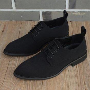 Chaussures habillées pour homme, tissu respirant, lacets, pointe fine, noir