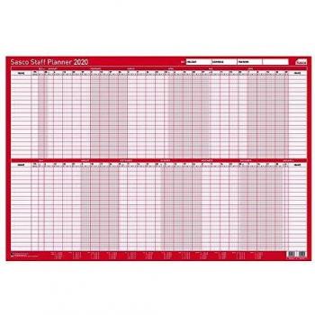 Sasco 2021 Large Format Wall Planner for Office Use with Erasable Marker and Sticker Set, Red