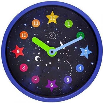 NEXTIME Wanduhr Apollo, Kunststoff, Schwarz, 26 cm