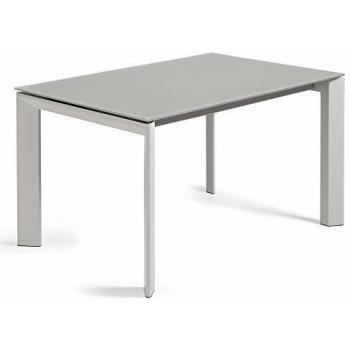 Table à manger extensible Axis 140 (200) cm avec finition en verre gris et pieds couleur grise