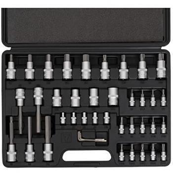 Set de clés STIER 42 pièces – 1/2 & 1/4 pouce, Six pans, Torx, clé coudée