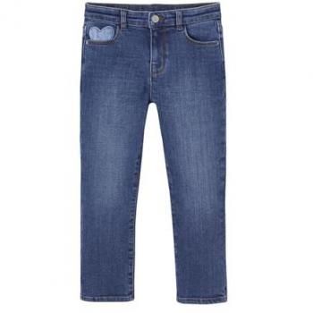 Jean slim extensible large fille bleu profond