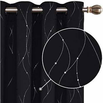 Deconovo Foil Print Dotted Wavy Lines Curtains